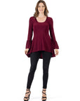 Long Bell Sleeve High Low Tunic Top