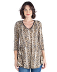 Snake Print Three Quarter Sleeve Tunic Top