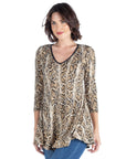 Snake Print Three Quarter Sleeve Tunic Top