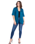 Open Front Elbow Length Sleeve Womens Cardigan