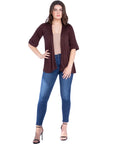 Open Front Elbow Length Sleeve Womens Cardigan
