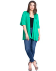 Open Front Elbow Length Sleeve Womens Cardigan