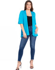 Open Front Elbow Length Sleeve Womens Cardigan