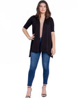 Loose Fit Open Front Cardigan with Half Sleeve