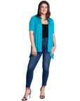 Loose Fit Open Front Cardigan with Half Sleeve
