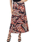 Black and Red Paisley Print Maxi Skirt