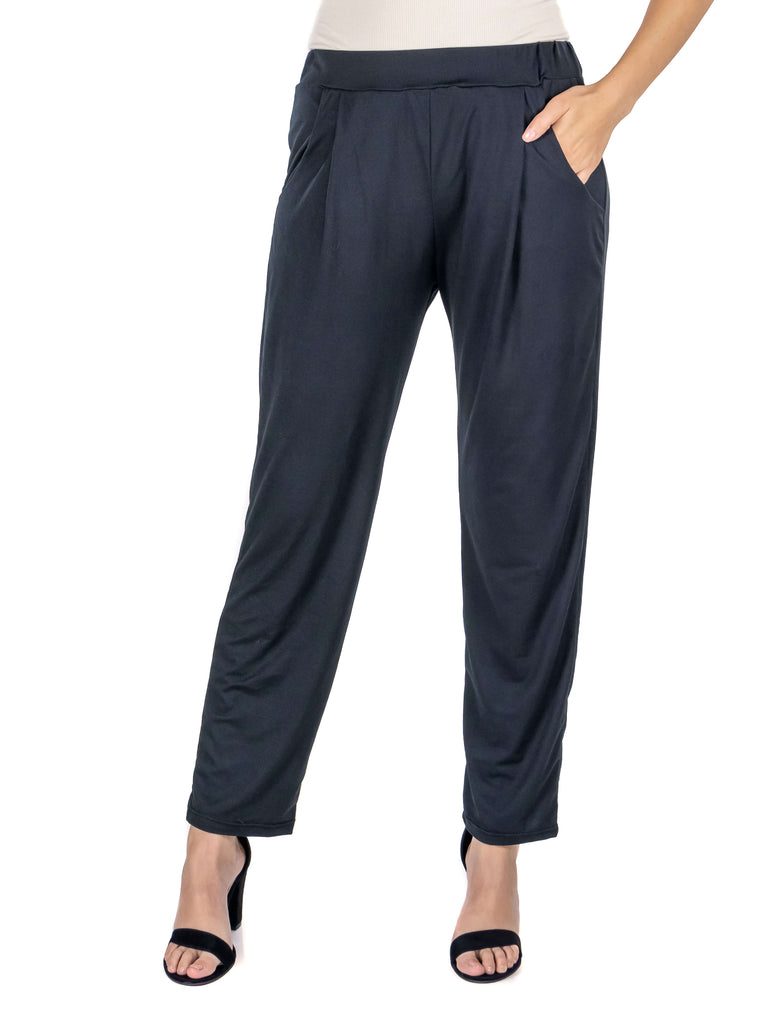 Stretch Waist Cigarette Trouser Pants With Pockets