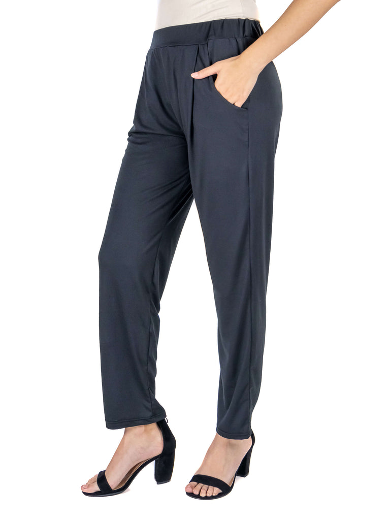 Stretch Waist Cigarette Trouser Pants With Pockets