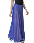 Solid Color Sheer Overlay Elastic Waist Dressy Maxi Skirt