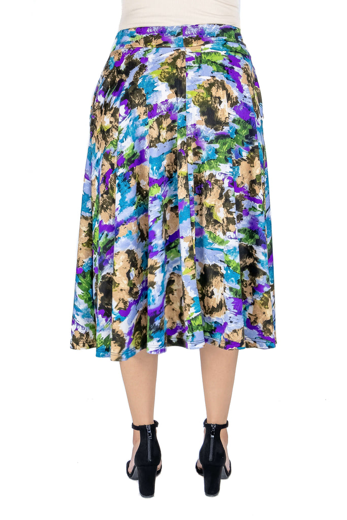 Multicolor Pleated Pocket Midi Skirt
