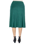 A Line Elastic Waist Knee Length Skirt