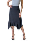 Solid Color Knee Length Elastic Waist Handkerchief Skirt