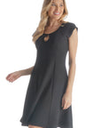Scoop Neck A Line Dress with Keyhole Detail