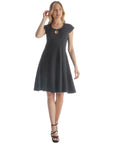 Scoop Neck A Line Dress with Keyhole Detail