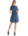 Ruffle Cold Shoulder A Line Knee Length Dress
