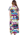 Womens Colorful Floral V Neck Belted High Low Faux Wrap Dress