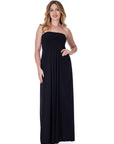 Womens Pleated A Line Strapless Maxi Dress With Pockets