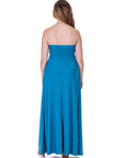 Womens Pleated A Line Strapless Maxi Dress With Pockets