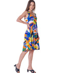 Womens Multicolor Sleeveless Knee Length Tank Swing Dress