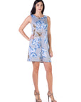 Baby Blue Floral Sleeveless Mini Shift Dress