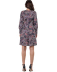 Grey Paisley Dolman Long Sleeve Cocktail Dress