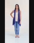 Draped Maternity Open Front Sleeveless Cardigan