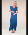 Cap Sleeve V Neck Maternity Maxi Dress