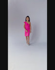 Girls Solid Color One Shoulder Ruffle Knee Length Dress