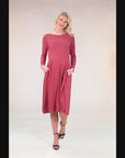 Midi Length Fit N Flare Pocket Maternity Dress
