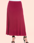 Womens Comfortable Fit Elastic Waist Plus Size Maxi Skirt